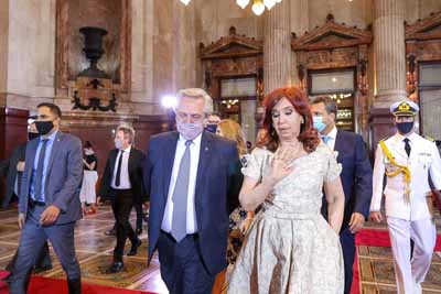 O presidente Alberto fernandez com a vic, Cristina Kirchner. Foto: Casa Rosada