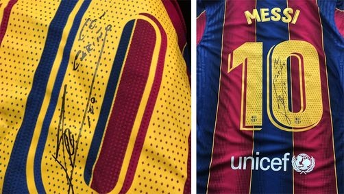 Camisa autografada de Messi. Reprodução