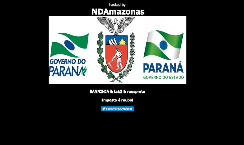 Sites do Governo do Paraná são hackeados e ficam fora do ar