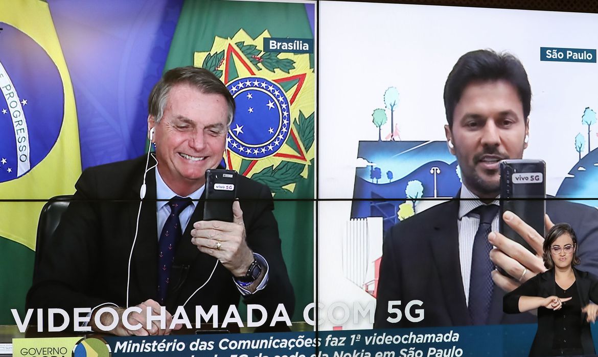 (Brasília - DF, 09/04/2021) Fábio Faria, Ministro de Estado das Comunicações (videochamada).
Foto: Marcos Corrêa/PR