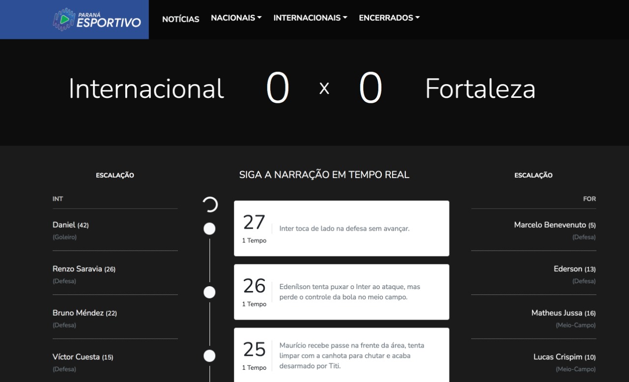 Internacional x Fortaleza AO VIVO: acompanhe em tempo real o Brasileirão