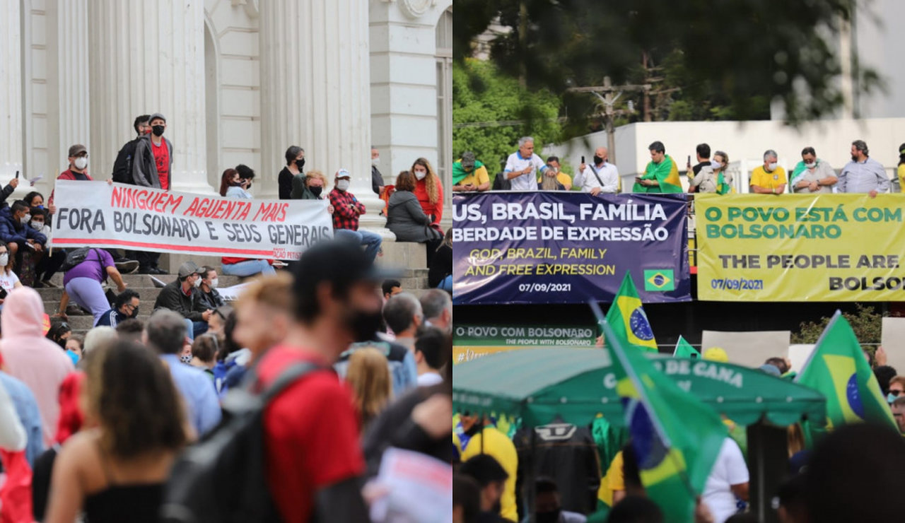 Manifestantes fazem atos pró e contra Bolsonaro em Curitiba; veja fotos