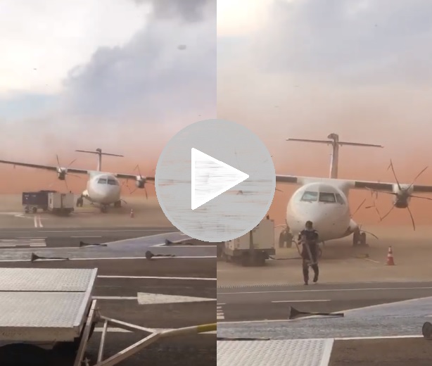 Avião balança durante ventania em Maringá; veja o vídeo