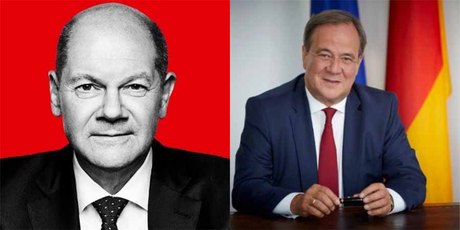 Olaf Scholz (SPD) e Armin Laschet (CDU). Reprodução Twitter