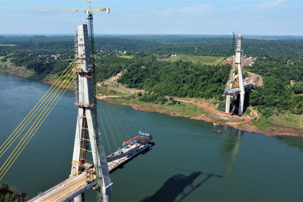 Obras da Ponte da Integração, entre Brasil e Paraguai, atingem 74,5% de execução