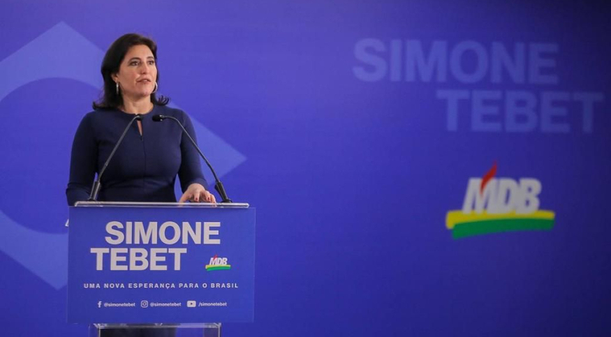Simone Tebet se lança pré-candidata à Presidência e critica líderes que dividem país