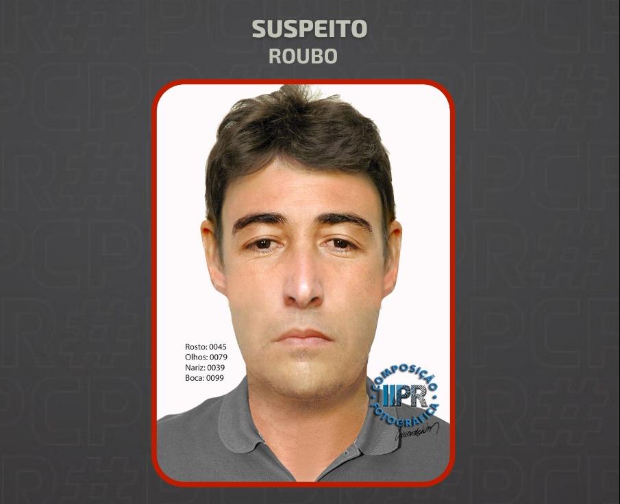 Polícia divulga retrato falado de suspeito de roubo e agressão, em Matinhos